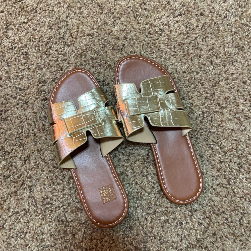 Stylish Gold Slide Sandals